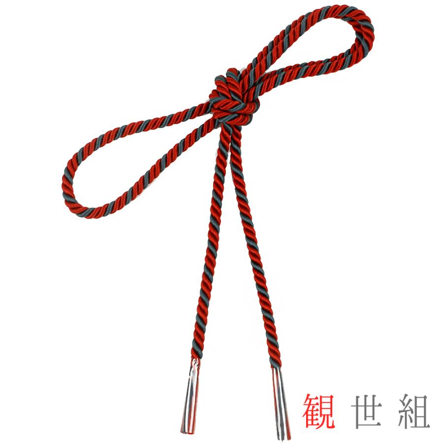 帯締め 観世組 No 8 2626 お洒落着 エレガント カジュアル グレー 上品 並尺 丸組 可愛い 大人 大人可愛い 小紋 新品 未使用 正絹 渋緑 灰色 締まる 締めや 赤 激安な 赤