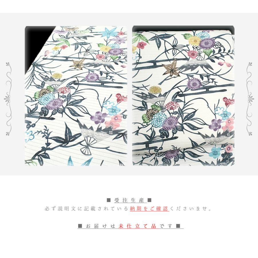 名古屋帯 江戸紅型 夏物 白地 菊 梅 楓 扇子 紅型染 塩瀬 五泉 絽 正絹 