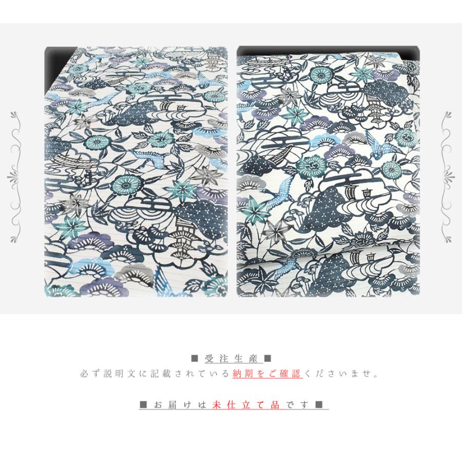 正絹・縮緬地紅型染単衣着物・燕模様・顔料・ツバメ・リメイク用にも