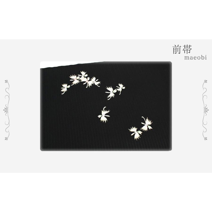 夏物 名古屋帯 十日町友禅 塩瀬 秀美 絽 黒地 撫子 九寸 反物 正絹 本加工友禅 九寸 新品 未仕立て お洒落着 反物 十日町友禅 No.88-0841の画像