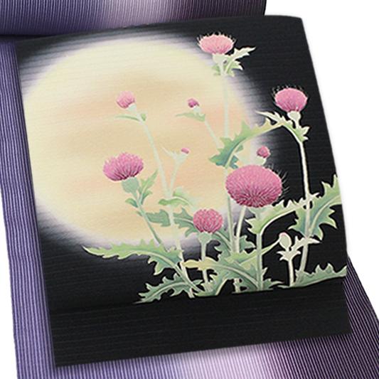 【夏物】 絽塩瀬 友禅 名古屋帯◇正絹 ホワイト 未使用品 夏物】 絽塩瀬 友禅 名古屋帯◇正絹 ホワイト 未使用品