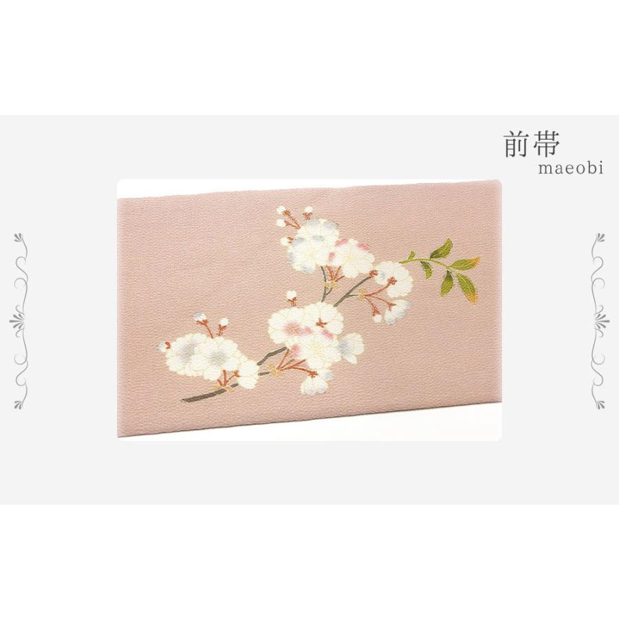 名古屋帯 十日町友禅 秀美 ピンクベージュ 渋ピンク 桜 九寸 反物 正絹 