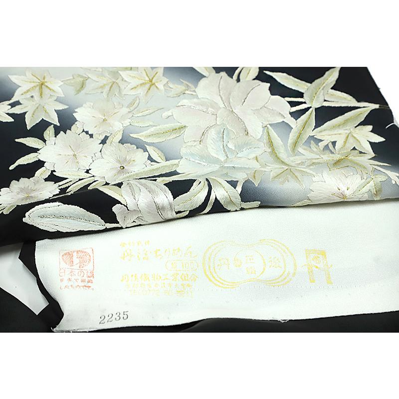 WSお仕立て上がり正絹着物 13参り 黒地に花柄 縮緬生地 （楽天市場  