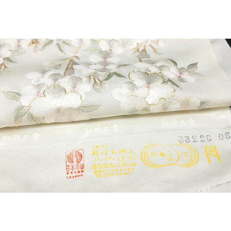 訪問着 手刺繍 総刺繍 正絹 桜 桜枝 駒羽二重 最高級丹後 訪問着 手刺繍 総刺繍 正絹 桜 桜枝 駒羽二重 最高級丹後