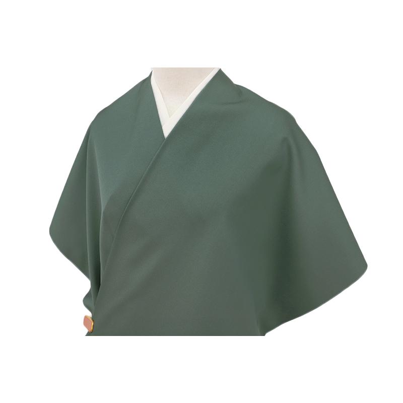 お召 御召 メンズ 男性用 渋緑 革色 無地 紅花染 紅花の里工房 反物 着尺 準礼装 セミフォーマル お洒落着 カジュアル かっこい No.88-1514の画像