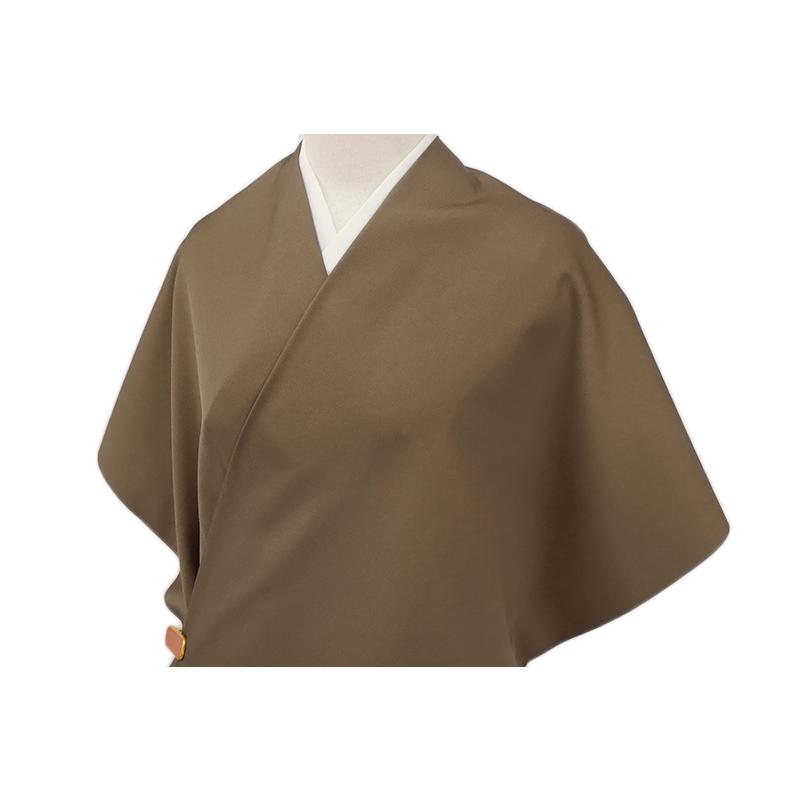 お召 御召 メンズ 男性用 渋黄土色 黄枯茶 無地 紅花染 紅花の里工房 反物 着尺 準礼装 セミフォーマル お洒落着 カジュアル か No.88-1516の画像