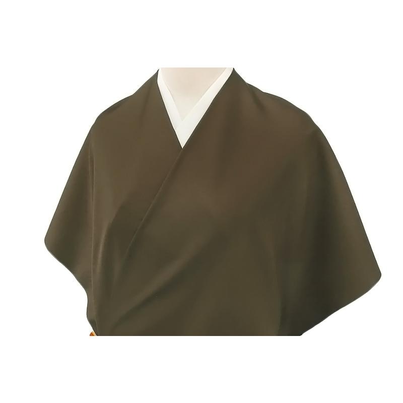 お召 御召 メンズ 男性用 黄茶 昆布茶 無地 紅花染 紅花の里工房 反物 着尺 準礼装 セミフォーマル お洒落着 カジュアル かっこ No.88-1518の画像