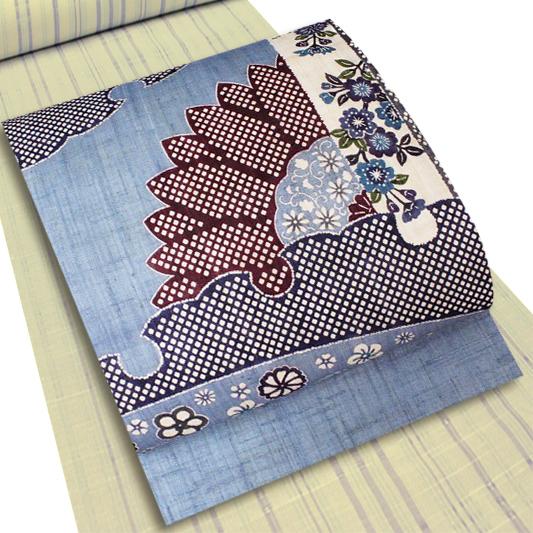 栗山吉三郎 和染紅型名古屋帯 (ワンタッチ作り帯)