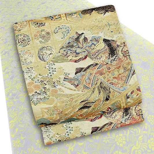 袋帯 新品 正絹 唐織 金糸 貝桶 鼓 源氏物語千年記 西陣 橋本清織物 未 
