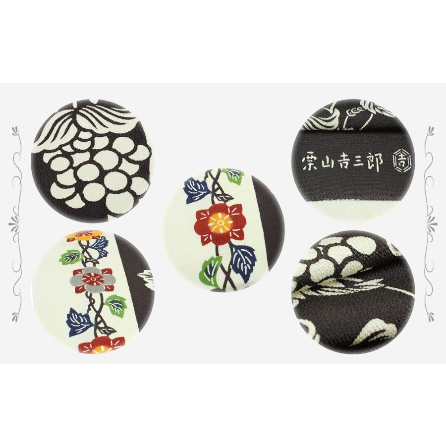 栗山吉三郎 名古屋帯 栗山紅型 和染紅型 紅型染 濃 焦げ茶 葡萄唐草 