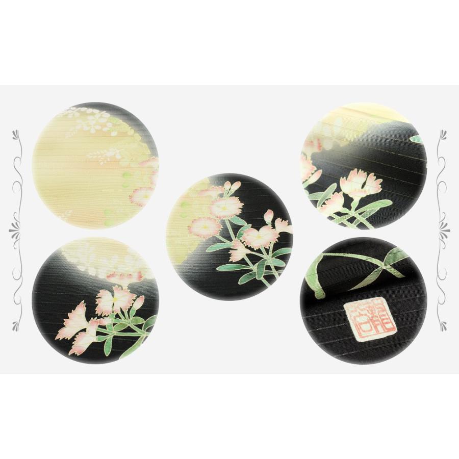 夏物 名古屋帯 十日町友禅 秀美 塩瀬 黒 絽 黒地 月 撫子 ぼかし染め