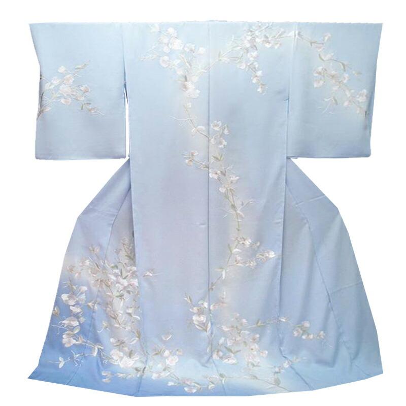 訪問着 手刺繍 正絹 フォーマル 結婚式 入学式 卒業式 仮絵羽 未仕立て 