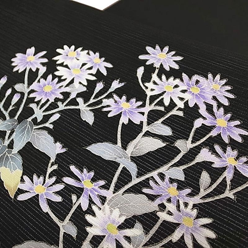 名古屋帯 夏物 カジュアル 十日町友禅 秀美 都忘れ 絽塩瀬 正絹 新品