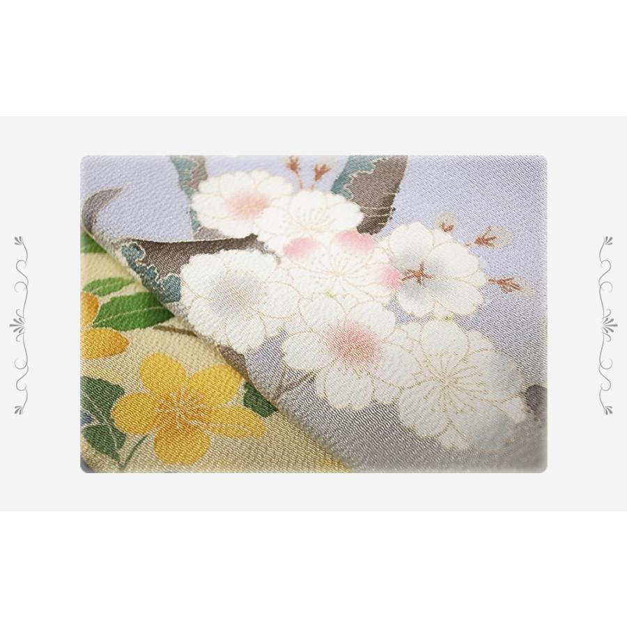 訪問着 正絹 未仕立て 秀美 手描友禅 桜に山吹 優美な訪問着 入学式 