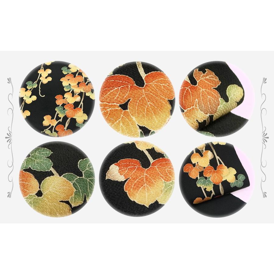 名古屋帯 十日町友禅 秀美 未仕立て 正絹 浜ちりめん 染帯 蔦 秋 黒地