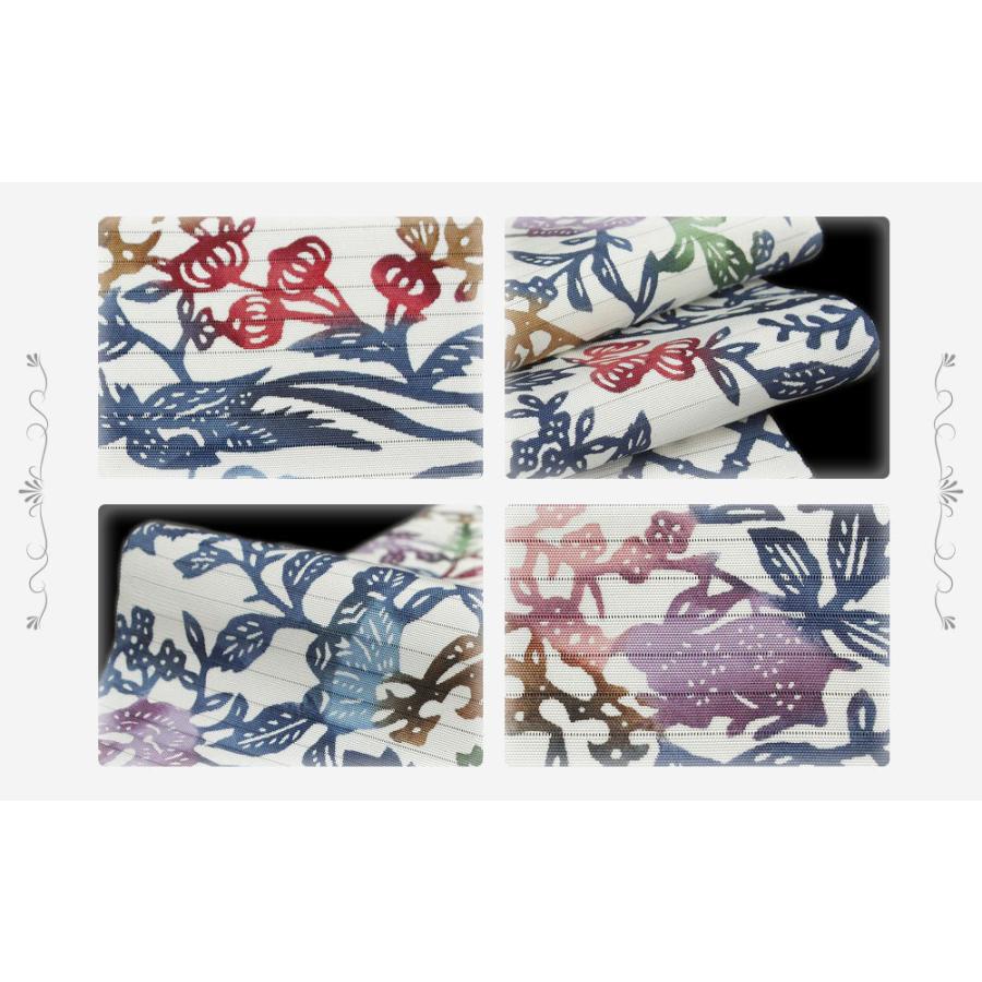 夏物 紅型染 名古屋帯 絽 白地 カジュアル 牡丹 鳥 兎 花柄 五泉 塩瀬