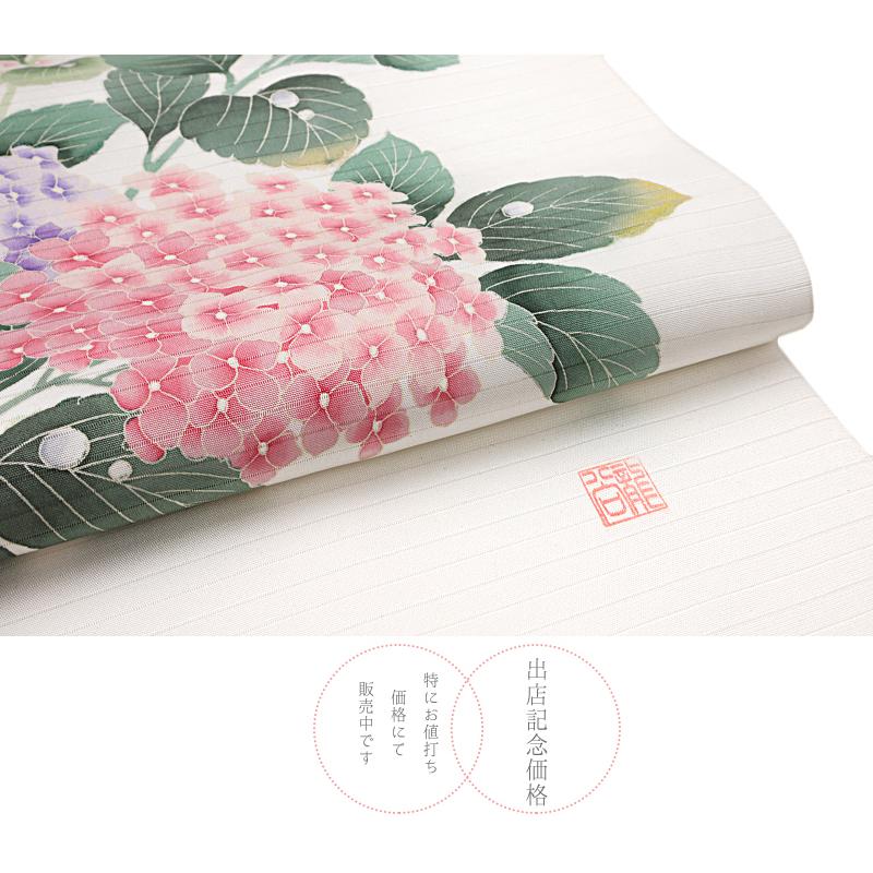 名古屋帯 秀美 十日町友禅 塩瀬 絽 五泉 夏物 夏帯 正絹 白 白地 花