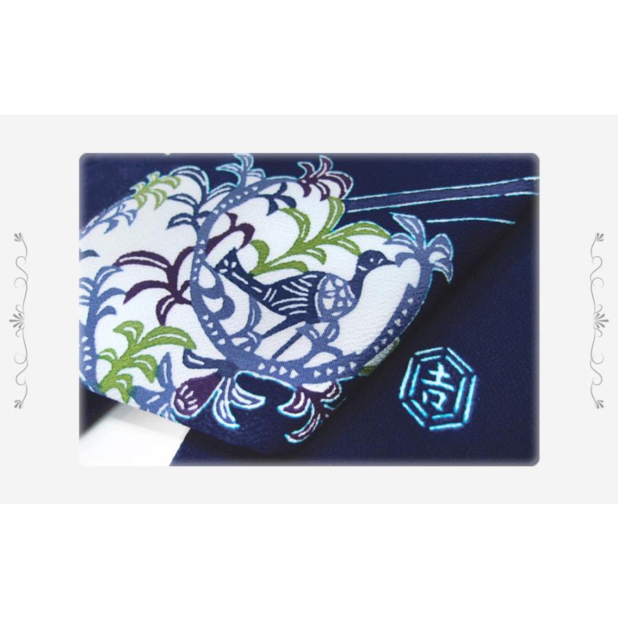 栗山吉三郎縮緬「栗山紅型」名古屋帯青椿