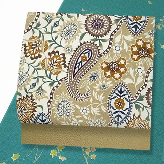 栗山吉三郎 名古屋帯 栗山紅型 和染紅型 紅型染 ベージュ 肌色 茶 白茶  