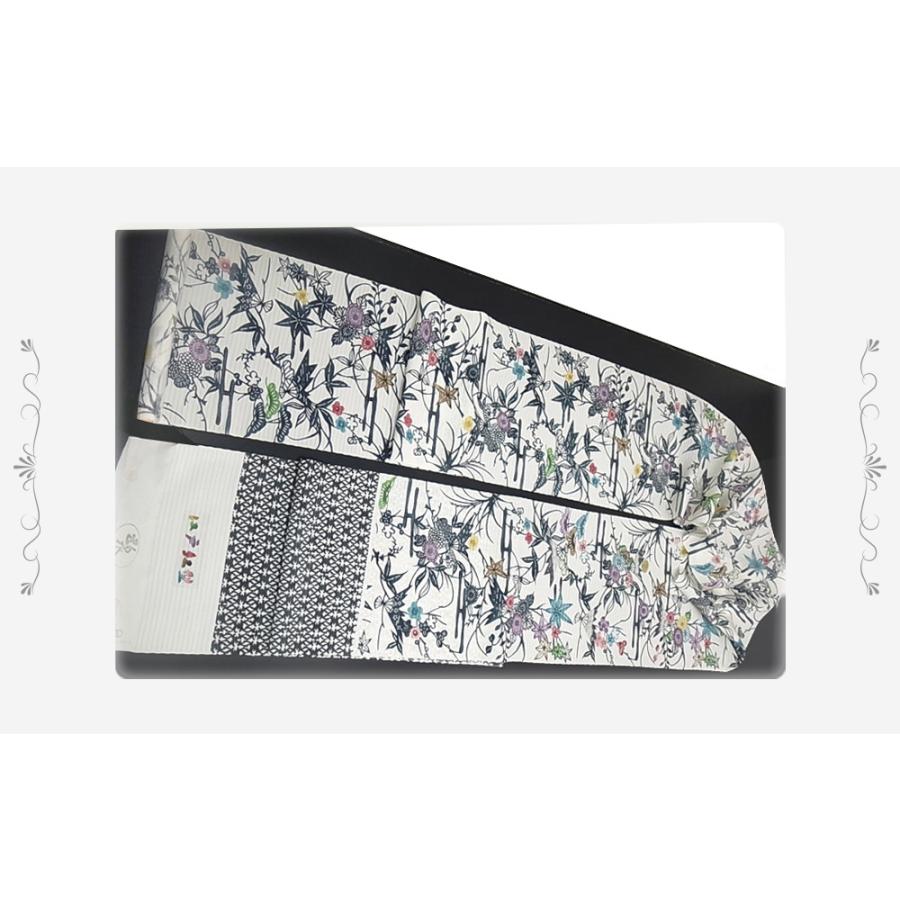 夏物 名古屋帯 江戸紅型 紅型染 和染紅型 絽 駒塩瀬 五泉 白地  