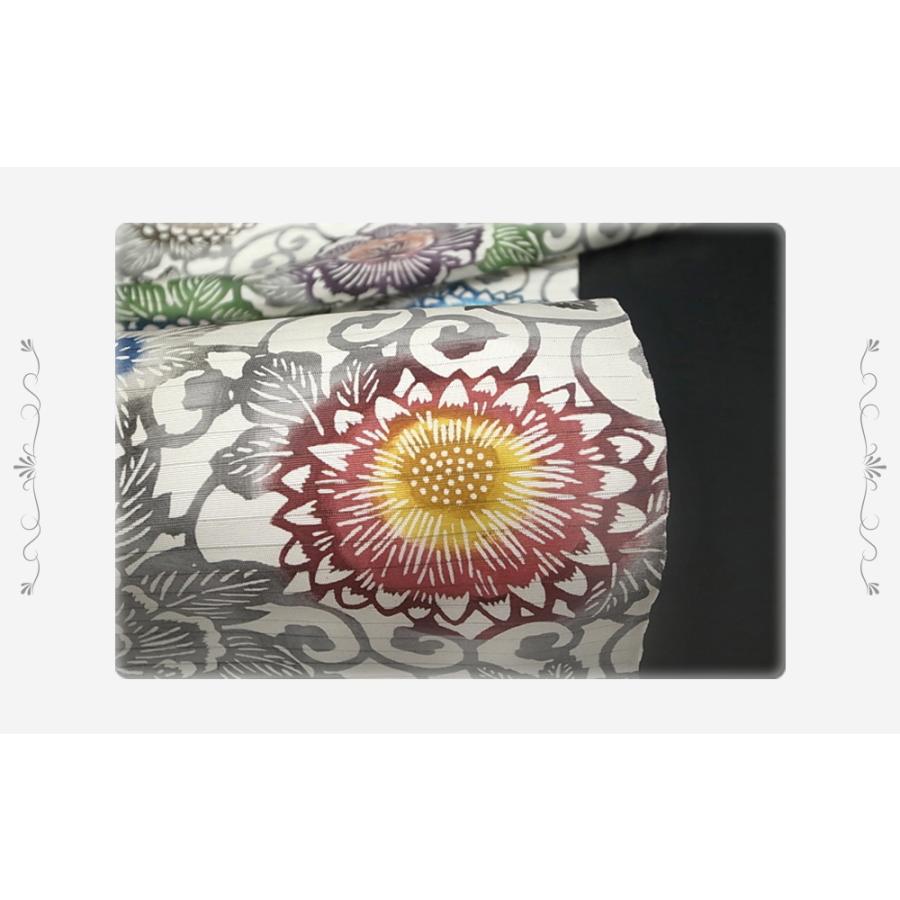 夏物 名古屋帯 江戸紅型 紅型染 和染紅型 絽 駒塩瀬 五泉 白地 グレー  