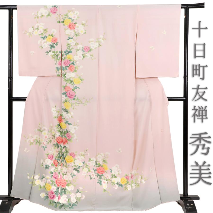 絵羽小紋 付け下げ小紋 紋意匠 薔薇文様ぼかし 正絹 反物 【公式通販】