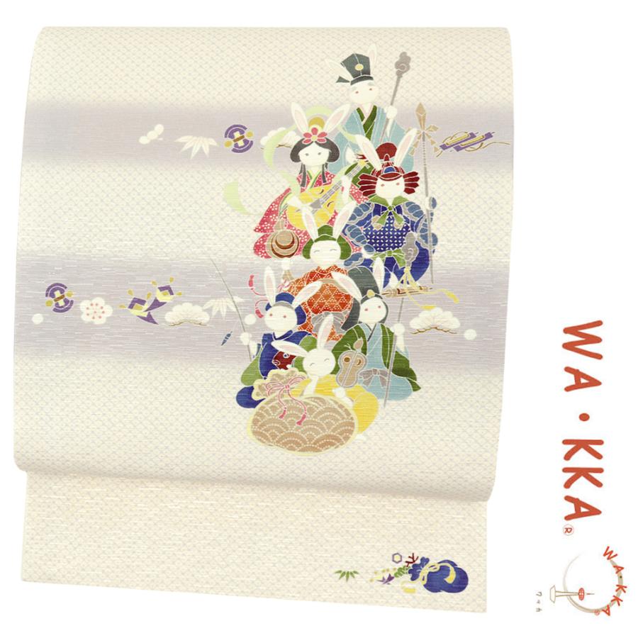 WA•KKA 紫 うさぎの羽子板 京袋帯 未使用(動物文様とは WA•KKA 紫 うさぎの羽子板 京袋帯 未使用(動物文様とは