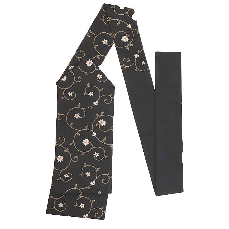 石原さとみ さん 着用柄 名古屋帯 正絹 黒地 金糸 菊 花唐草 九寸 新品