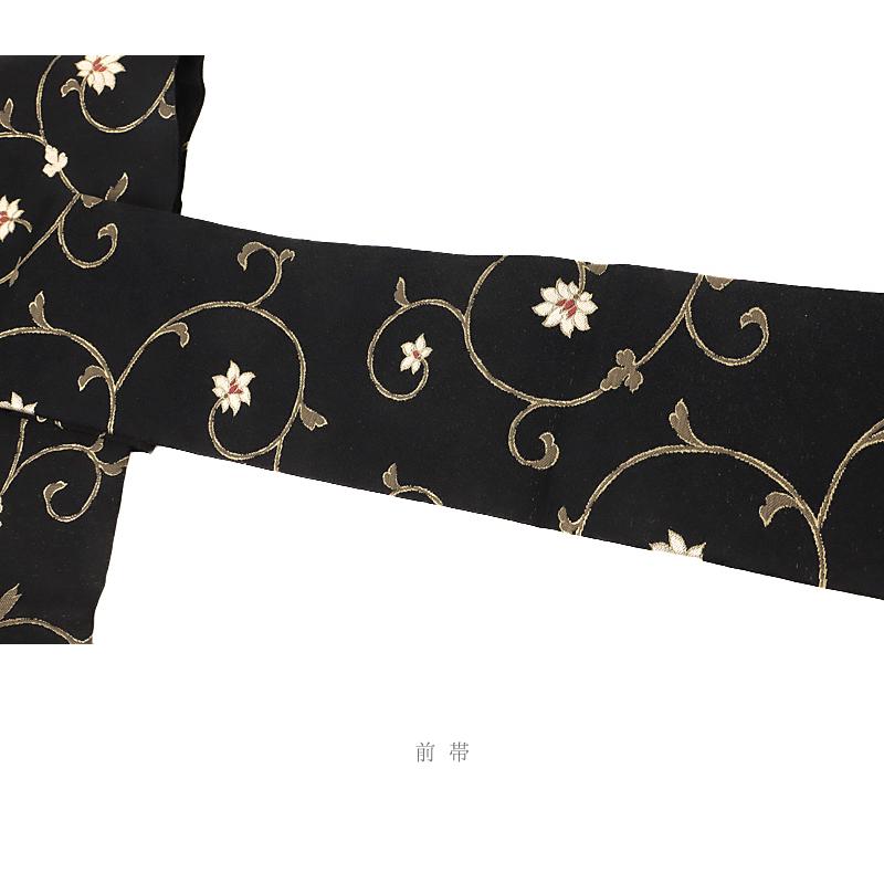 石原さとみ さん 着用柄 名古屋帯 正絹 黒地 金糸 菊 花唐草 九寸 新品