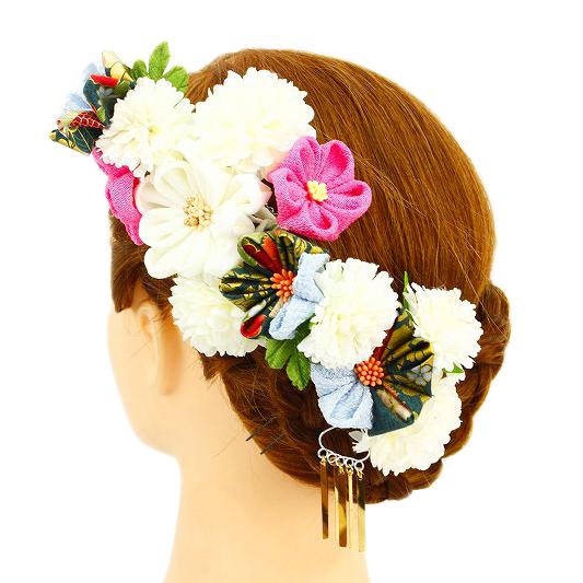 いラインアップ 振袖 花 成人式 髪飾り つまみ細工 No 9 3312 ドライフラワー ヘアアレンジ ヘアスタイル 髪型 ビラ簪 和柄 水色 ピンク 白 2点セット 袴 花火大会 夏祭り 浴衣 かんざし 髪飾り Www We Job Com