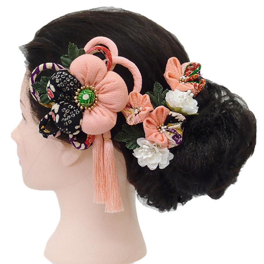 髪飾り 成人式 花 振袖 つまみ細工 浴衣 夏祭り 花火大会 袴 ３点セット ピンク 桜色 椿 かんざし 簪 髪型 ヘアスタイル ヘアアレンジ ドライフラワー No 9 3843