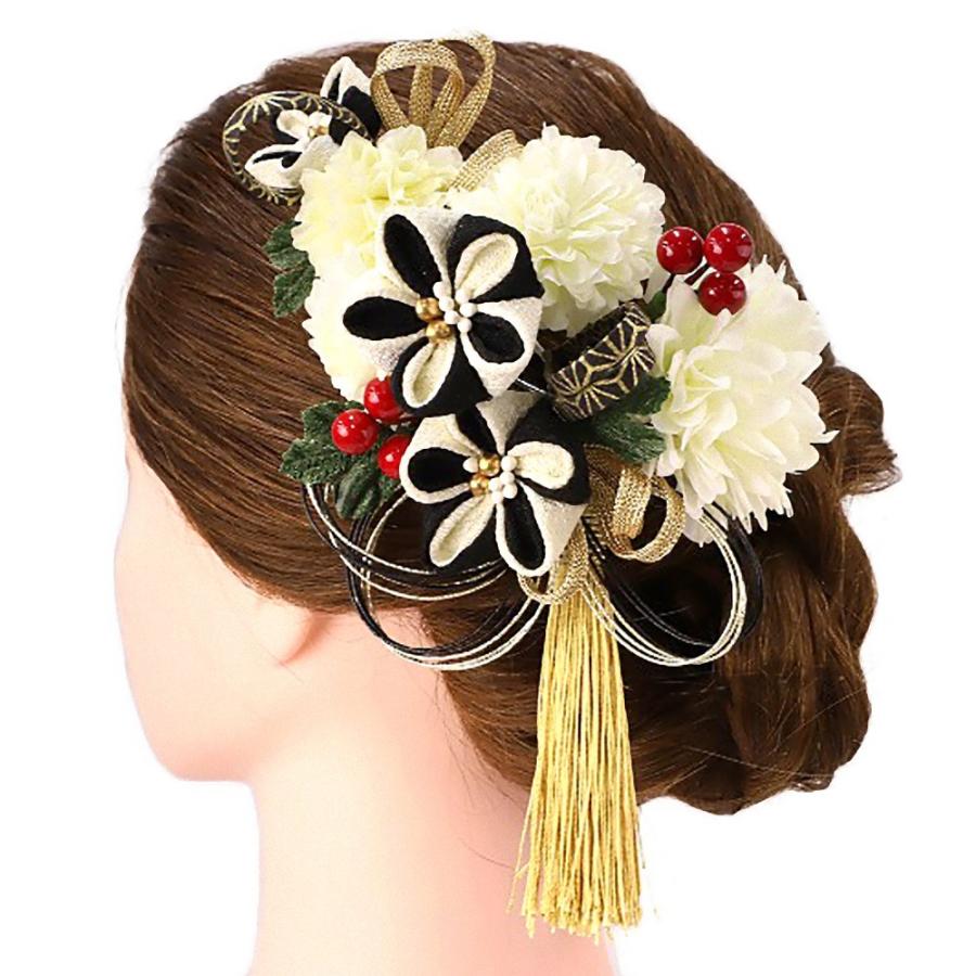 髪飾り 成人式 花 振袖 つまみ細工 浴衣 夏祭り 花火大会 袴 2点セット 白 黒 金 ちりめ 和装 着物 髪型 ヘアスタイル ヘアアレンジ ドライフラワー No 9 3995 9 3995 六華ricca 通販 Yahoo ショッピング