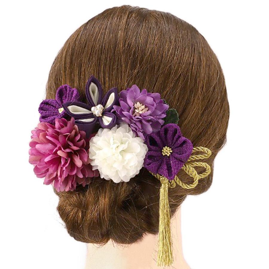 髪飾り 成人式 花 振袖 つまみ細工 浴衣 夏祭り 花火大会 袴 6点セット 紫 房付き かんざ 和装 着物 髪型 ヘアスタイル ヘアアレンジ ドライフラワー No 9 3999 9 3999 六華ricca 通販 Yahoo ショッピング