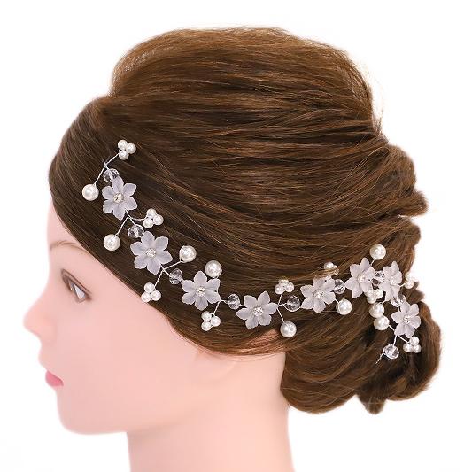 髪飾り 成人式 花 振袖 浴衣 夏祭り 花火大会 ウエディング 袴 白 シルバー ライン