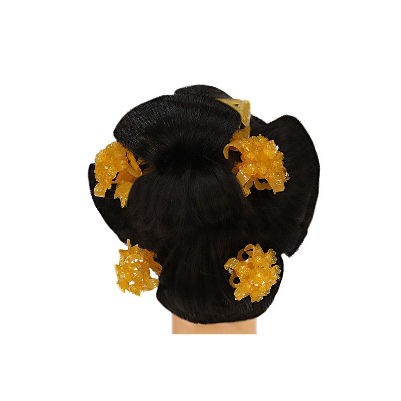 花 魁 引き摺り 日本髪 髪飾り 黄色 松竹梅 櫛 前櫛 かんざし 笄