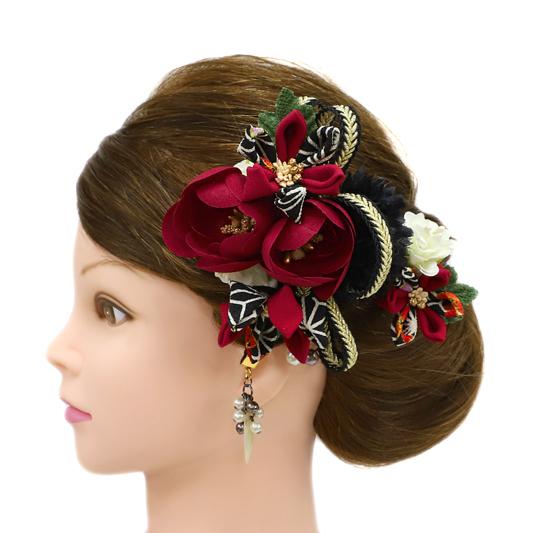 髪飾り 成人式 花 振袖 つまみ細工 前撮り 袴 2点セット 赤 ワインレッド 白 オフホワイ 和装 着物 髪型 ヘアスタイル ヘアアレンジ ドライフラワー No 9 4961 9 4961 六華ricca 通販 Yahoo ショッピング