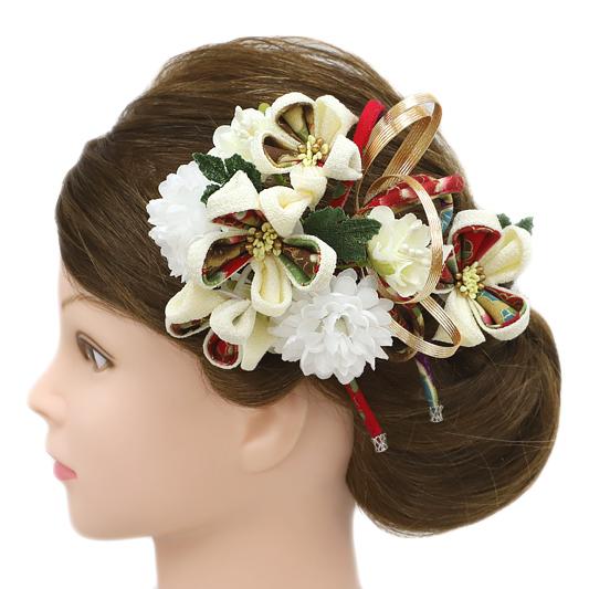 髪飾り 成人式 花 振袖 つまみ細工 前撮り 袴 2点セット 白 紫 黒 青 金 ちりめん 下がり 和装 着物 髪型 ヘアスタイル ヘアアレンジ ドライフラワー No 9 4965 9 4965 六華ricca 通販 Yahoo ショッピング