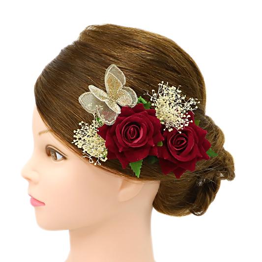 髪飾り 成人式 花 振袖 つまみ細工 前撮り ドレス 袴 3点セット 薔薇 バラ カスミソウ 赤 和装 着物 髪型 ヘアスタイル ヘアアレンジ ドライフラワー No 9 4995 9 4995 六華ricca 通販 Yahoo ショッピング