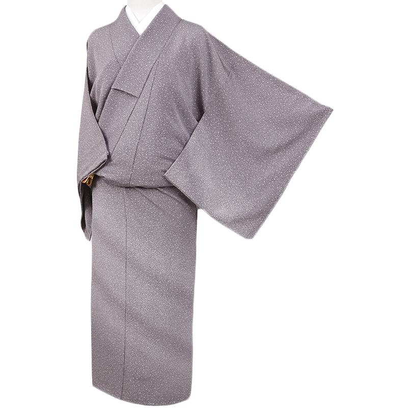 中古 訪問着 七五三 グレー リサイクル 着物 正絹 ちりめん たたき染