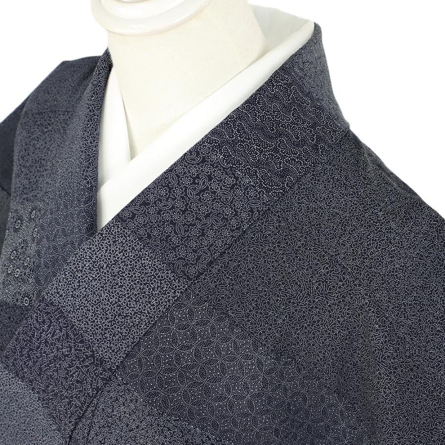 中古 江戸小紋 本藍染 百柄 鮫 リサイクル 着物 正絹 身丈160cm 裄67cm