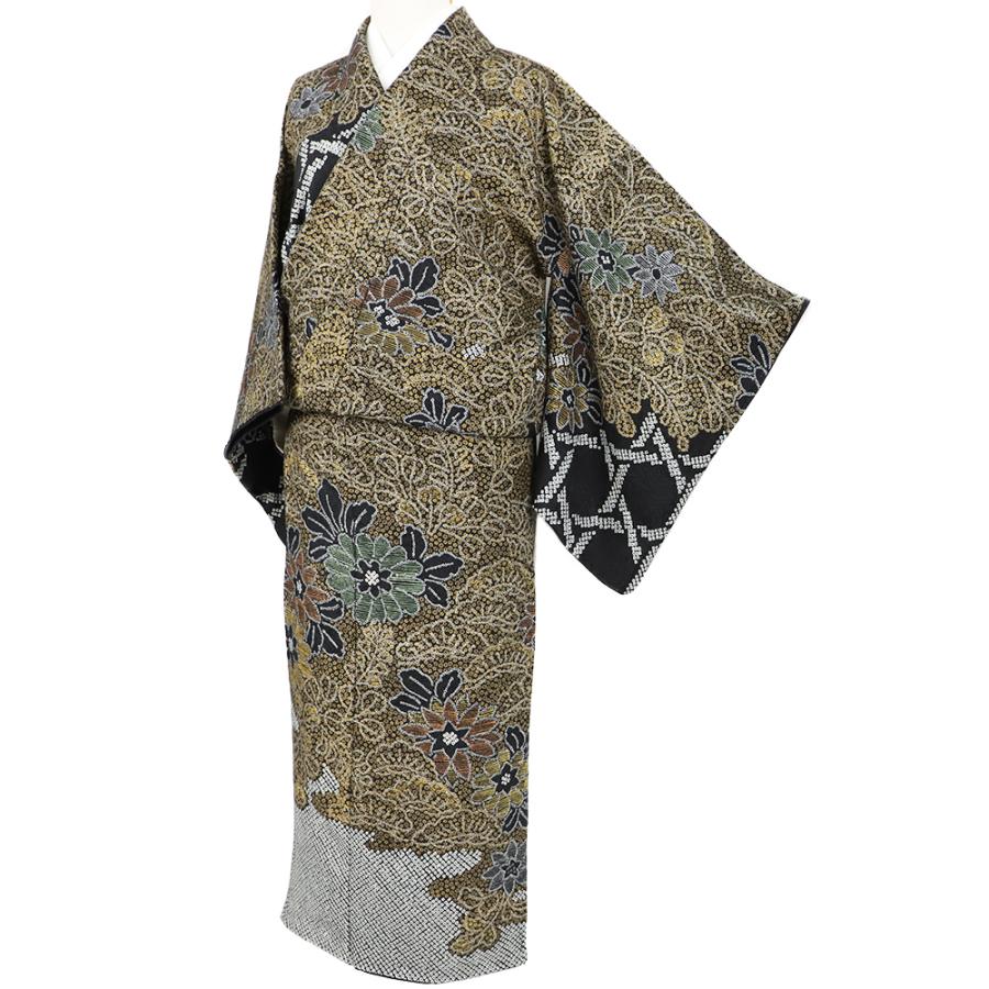 正絹 小紋 黒地 縮緬 流水霞に松竹梅 秋草 楽天市場】【新古品