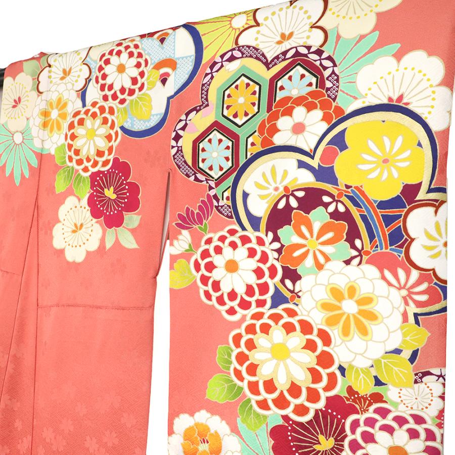 中古 振袖 成人式 リサイクル アウトレット 正絹 ピンク 梅 桜 菊 鼓