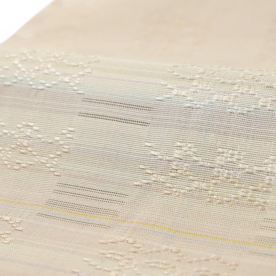 名古屋帯 中古 首里 花倉織 本場琉球 ベージュ 絣 横段ぼかし