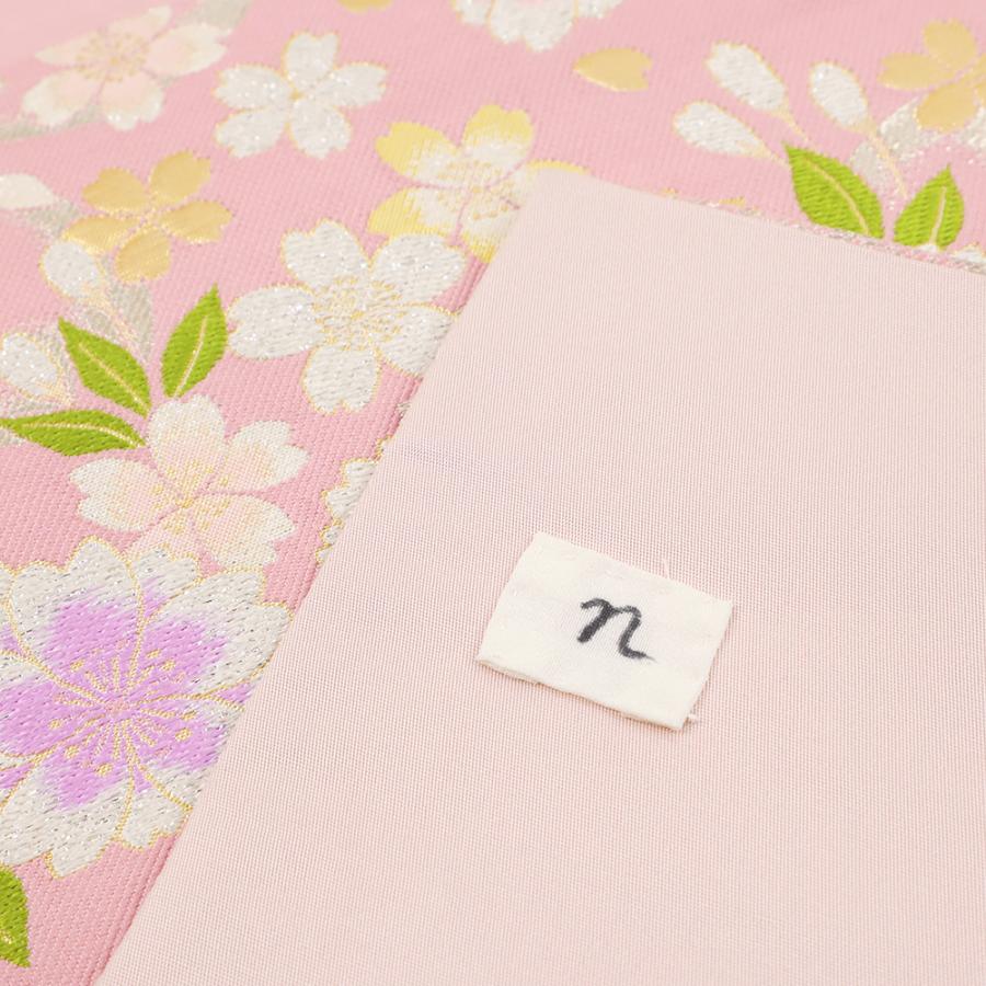 袋帯 振袖用 正絹 唐織 中古 ピンク 桜 着物 仕立て上がり 礼装用 