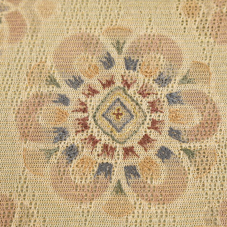 袋帯 夏帯 羅 中古 正絹 ベージュ 金 華文 菱 金通し 刺繍 友禅染