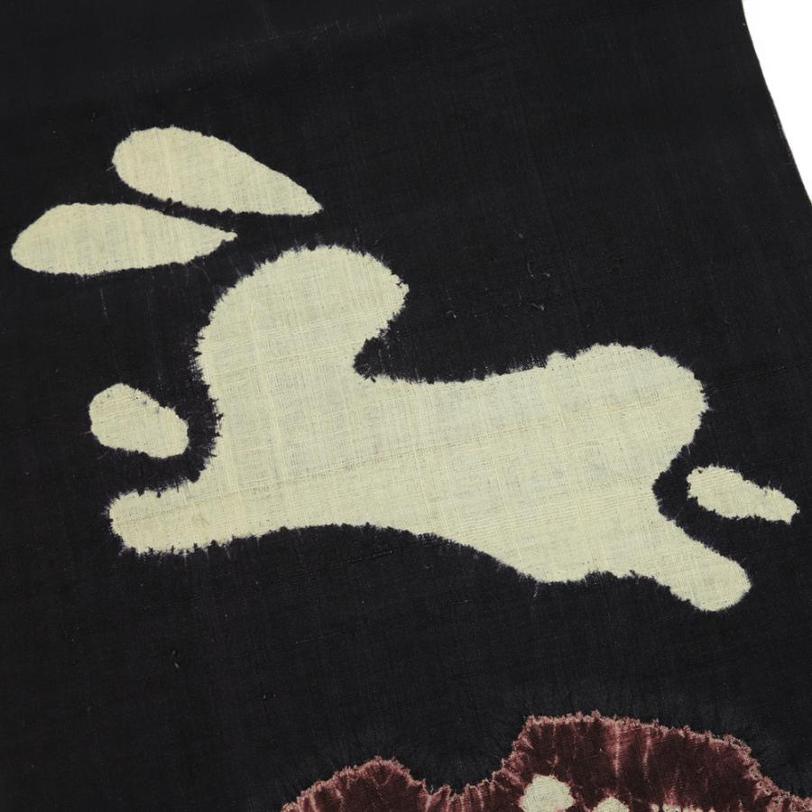 作り帯 お太鼓 生紬 名古屋帯 夏物 正絹 リサイクル 付け帯 中古 黒 兎 