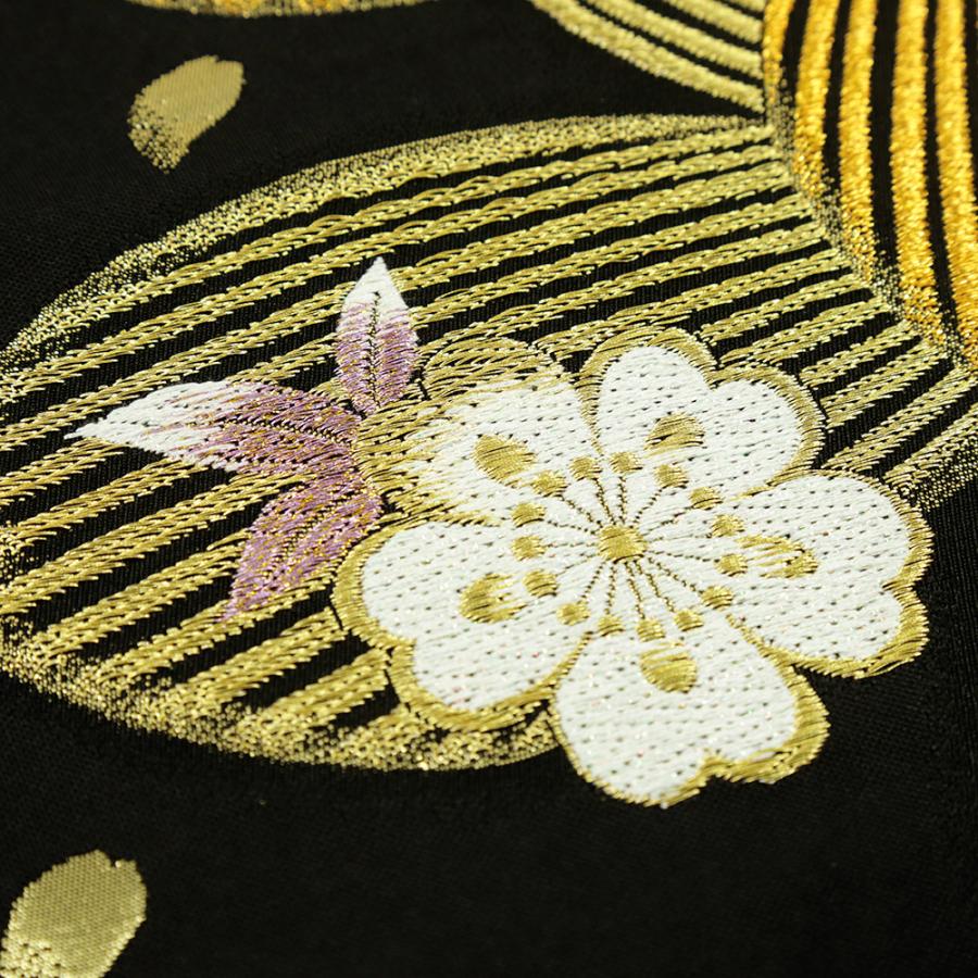 袋帯 振袖用 中古 黒 桜 正絹 帯 礼装用 リサイクル フォーマル 成人式
