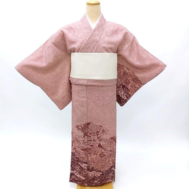 大きめ正絹袷黒地に桜柄着物しつけ糸付