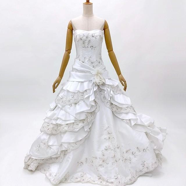 ウェディングドレス３７９２ Aライン ９号サイズ 貸衣装処分 中古 リサイクル 結婚式 ウエディング