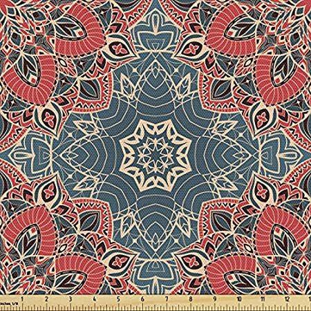 送料無料Ambesonne Mandala Fabric by The Yard, Culture Inspired Middle Eastern Motif好評販売中